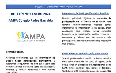 Boletín 1 del Ampa – Enero 2024